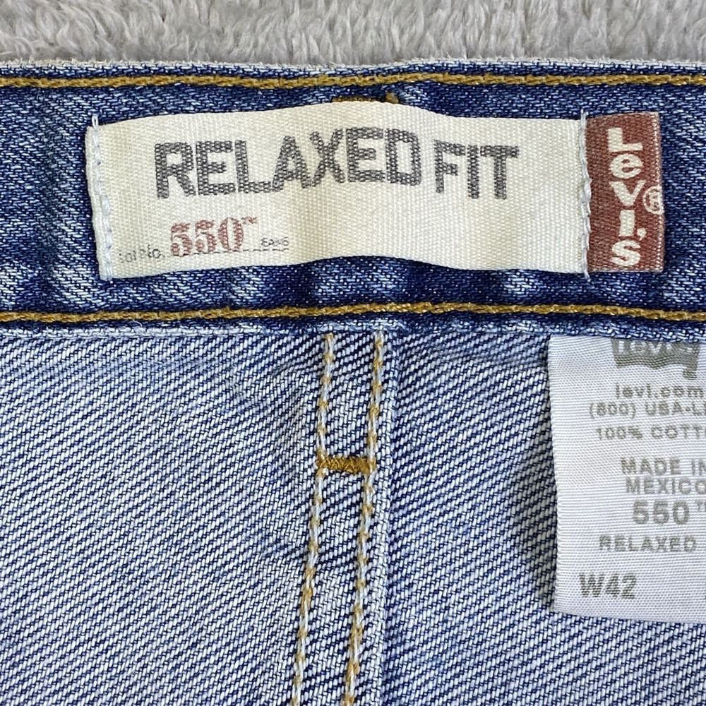 Levis 550 Jeans Men 42x36 Blue Relaxed Fit Tapered 100% Cotton Distressed y2k - Picture 7 of 16